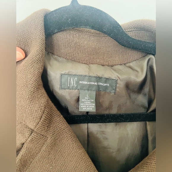 INC brown buttoned blazer size large.  Soft and stretchy - Picture 5 of 6